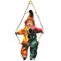 Preview: Große Marionette auf Schaukel KASPERL Kasper mit Porzellan Kopf Glanzsatin 58 cm gelb/grün/rot