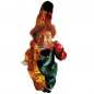 Preview: Große Marionette auf Schaukel KASPERL Kasper mit Porzellan Kopf Glanzsatin 58 cm gelb/grün/rot