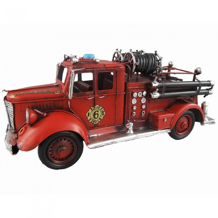 FEUERWEHR USA Feuerwehrauto 50er Jahre rot Blechauto Blech Modellauto