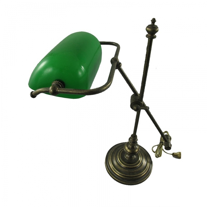 BANKERLAMPE Schreibtischlampe grün Modell NEW YORK Messing brüniert 50 cm