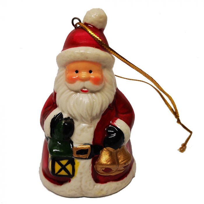 Glöckchen WEIHNACHTSMANN Weihnachtsglocke Christbaumschmuck Handbemalt Keramik