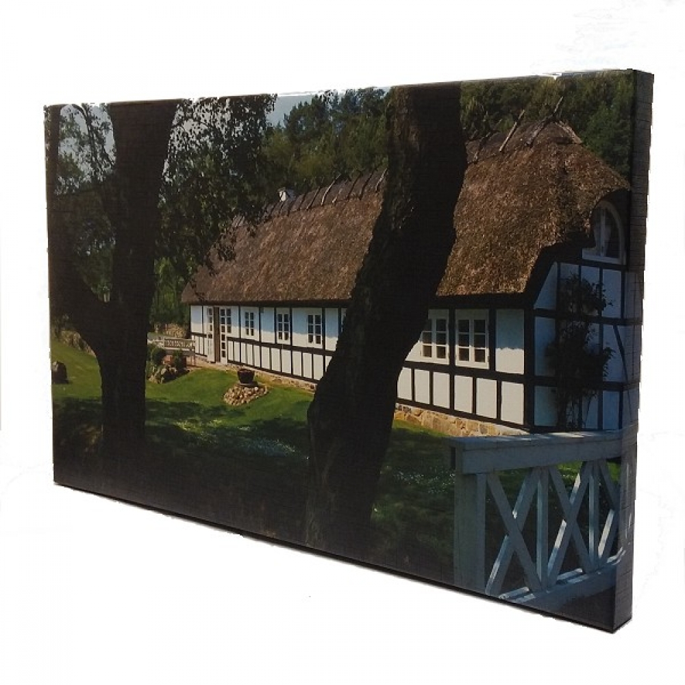 Bild Kunstdruck LANDHAUS Bauernhaus Dänemark 50x30 cm bespannt auf Holzrahmen
