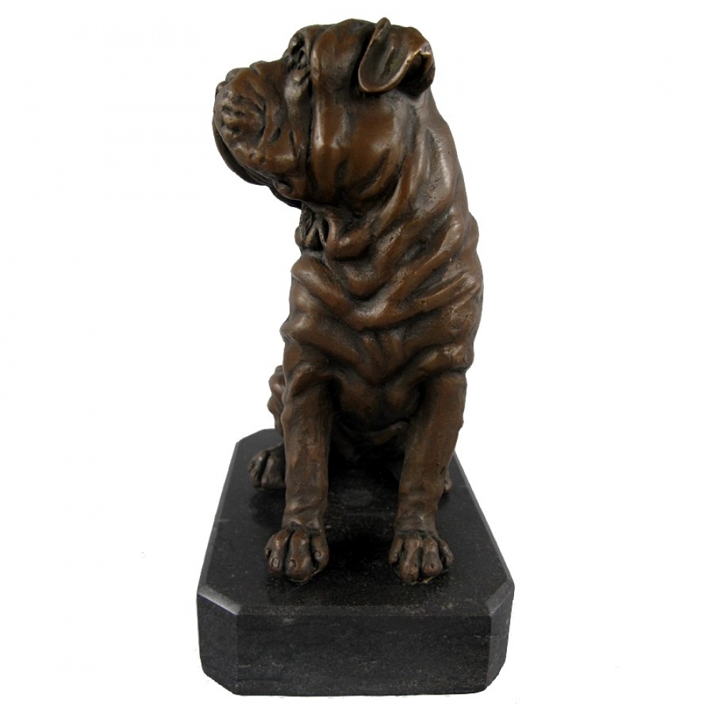 EUROVILAG TRENDSHOP - BULLDOGGE Hund Dogge Bronze Skulptur Tier Figur Kunst  im Antik Style 19 cm