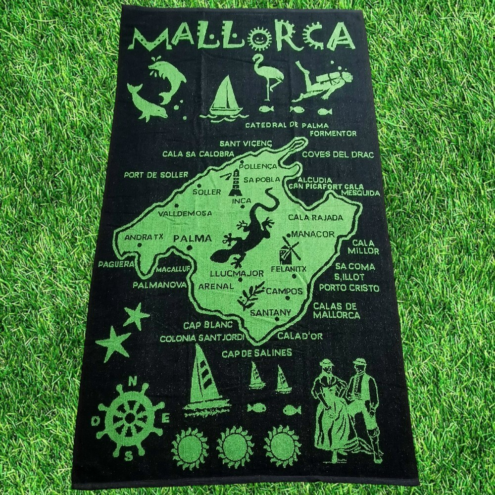 MALLORCA Balearen Insel grün XL Strandtuch Badetuch 90x175 cm