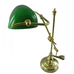 BANKERLAMPE Schreibtischlampe grün Modell NEW YORK Messing poliert 50 cm